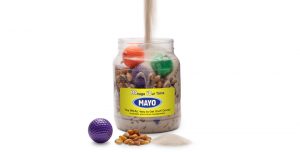 Mayo Jar filled with Rocks, sand, golf balls, for time management lesson