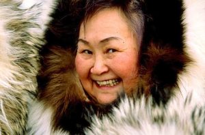 Alaska. An Eskimo woman smiling.