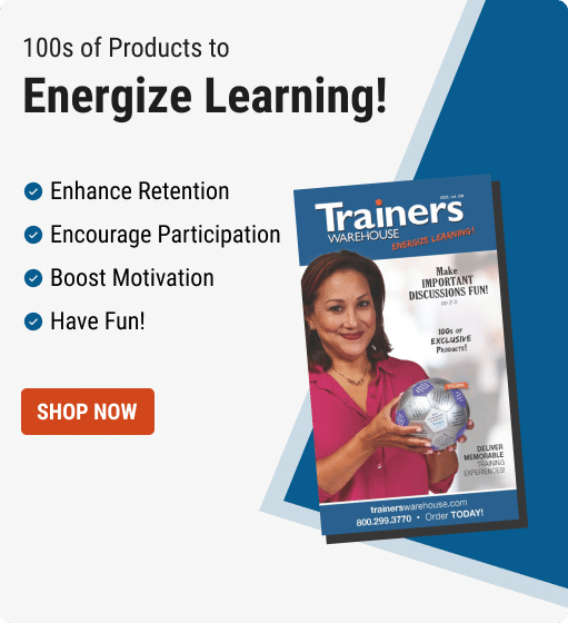 Energize Learning advertising banner. 100s of products to enhance retention, encourage participation, boost motivation, and have fun.