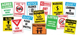 assortment of road signs made for learning and training environments