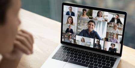 Remote workers participating in online conference call